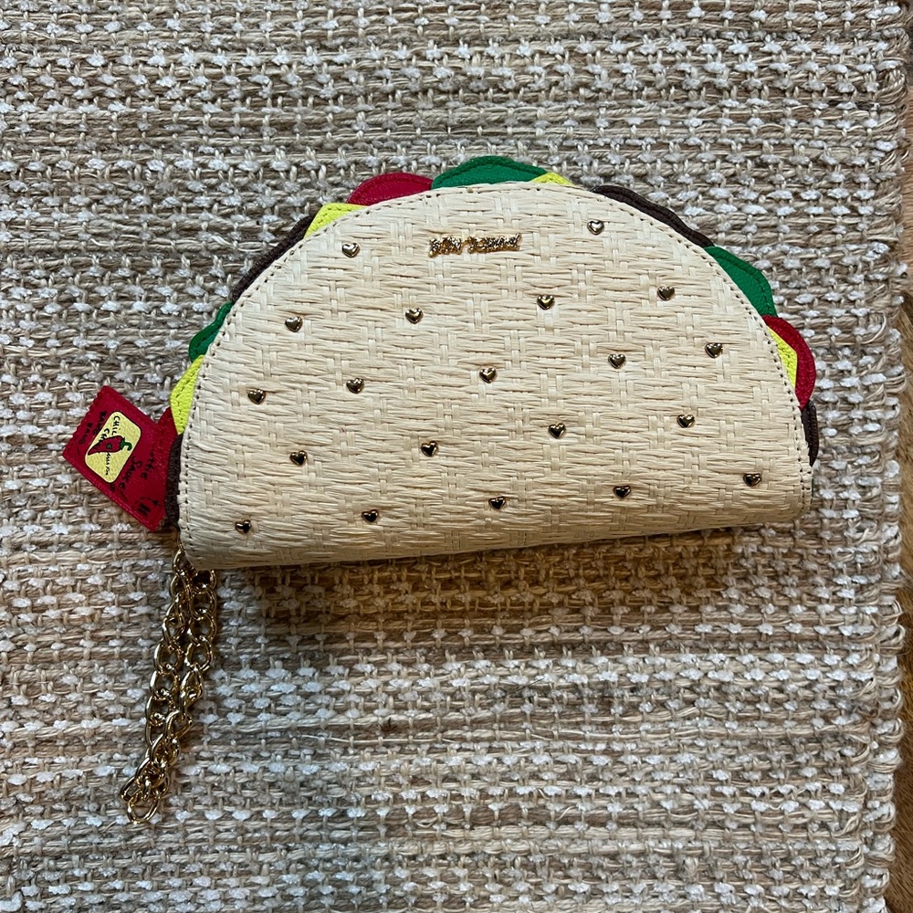 Betsy Johnson Taco Clutch with Gold Chain